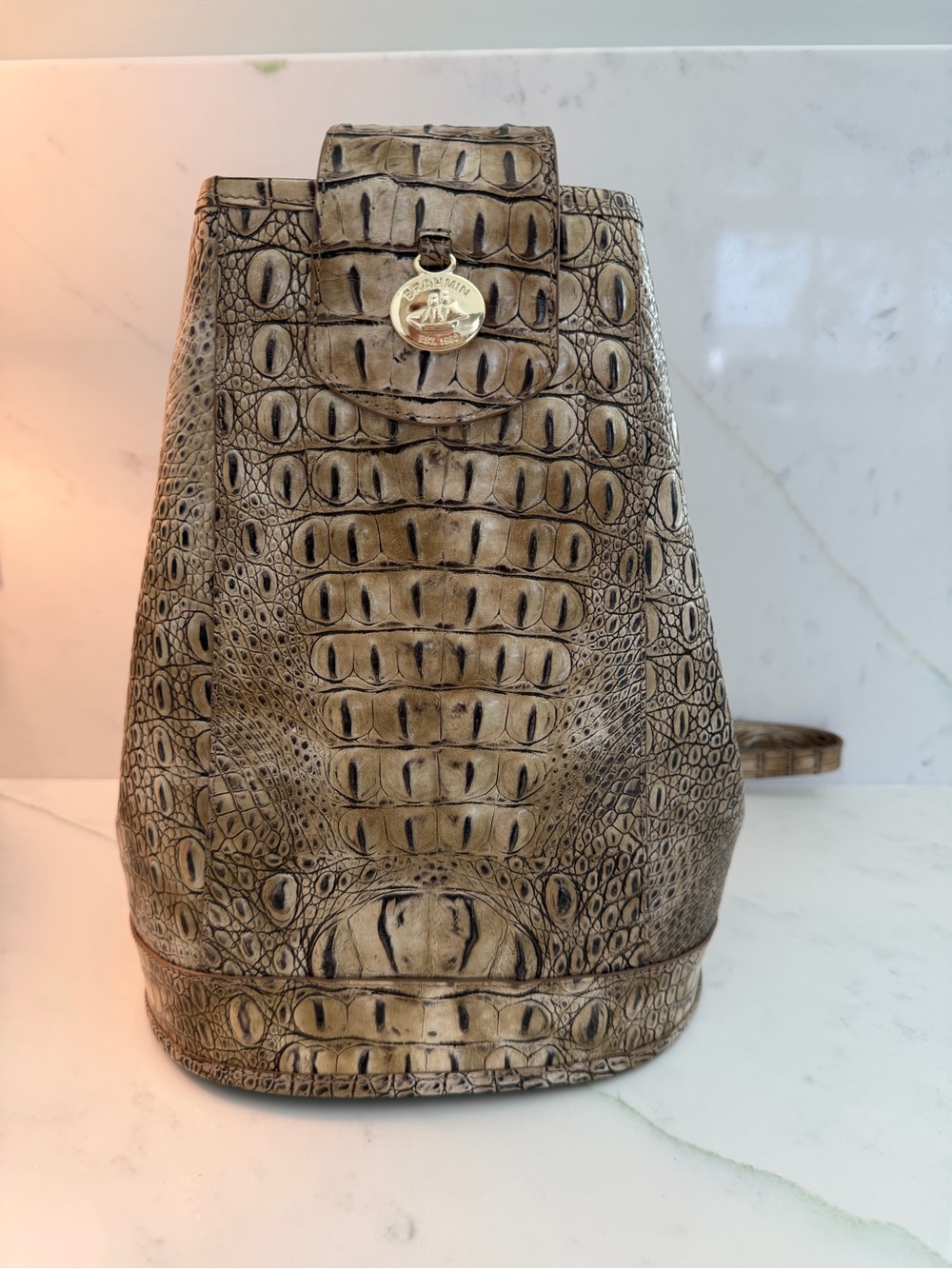 Brahmin Marlowe Croc-Embossed Leather Bucket Bag